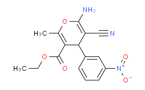 CAS No. 72568-54-8, Ethyl 6-amino-5-cyano-2-methyl-4-(3-nitrophenyl)-4H-pyran-3-carboxylate