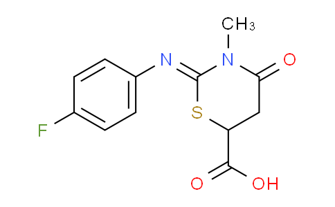 CAS No. 5931-69-1, 2-((4-Fluorophenyl)imino)-3-methyl-4-oxo-1,3-thiazinane-6-carboxylic acid