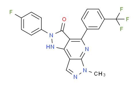 CAS No. 635324-72-0, 2-(4-Fluorophenyl)-6-methyl-4-(3-(trifluoromethyl)phenyl)-1,2-dihydrodipyrazolo[3,4-b:3',4'-d]pyridin-3(6H)-one