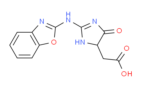 CAS No. 475100-21-1, 2-(2-(Benzo[d]oxazol-2-ylamino)-4-oxo-4,5-dihydro-1H-imidazol-5-yl)acetic acid