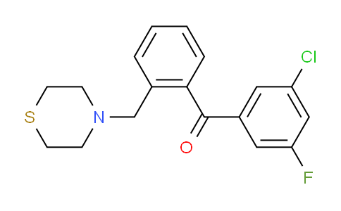 CAS No. 898782-20-2, 3-Chloro-5-fluoro-2'-thiomorpholinomethyl benzophenone