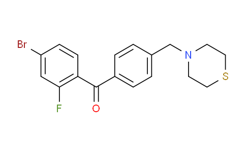 CAS No. 898783-02-3, 4-Bromo-2-fluoro-4'-thiomorpholinomethyl benzophenone