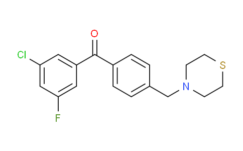 CAS No. 898783-06-7, 3-Chloro-5-fluoro-4'-thiomorpholinomethyl benzophenone