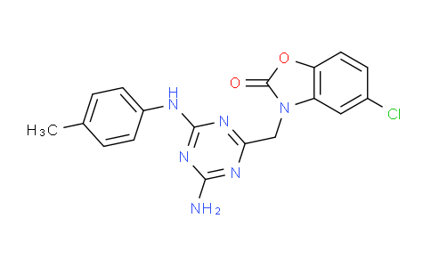 CAS No. 904011-18-3, 3-((4-Amino-6-(p-tolylamino)-1,3,5-triazin-2-yl)methyl)-5-chlorobenzo[d]oxazol-2(3H)-one