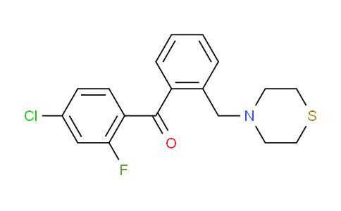CAS No. 898782-23-5, 4-Chloro-2-fluoro-2'-thiomorpholinomethyl benzophenone