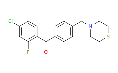 CAS No. 898783-08-9, 4-Chloro-2-fluoro-4'-thiomorpholinomethyl benzophenone