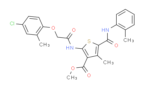 CAS No. 504431-95-2, Methyl 2-(2-(4-chloro-2-methylphenoxy)acetamido)-4-methyl-5-(o-tolylcarbamoyl)thiophene-3-carboxylate