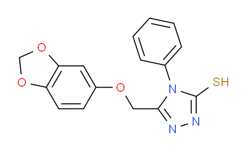 CAS No. 609792-84-9, 5-((Benzo[d][1,3]dioxol-5-yloxy)methyl)-4-phenyl-4H-1,2,4-triazole-3-thiol