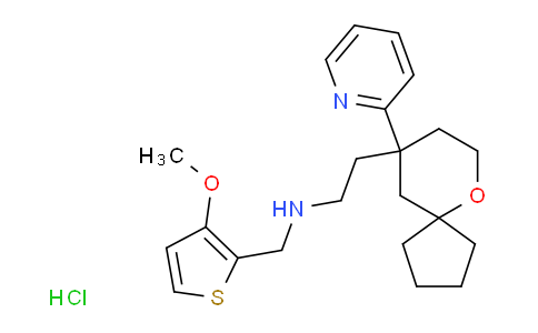 CAS No. 1951441-10-3, N-((3-Methoxythiophen-2-yl)methyl)-2-(9-(pyridin-2-yl)-6-oxaspiro[4.5]decan-9-yl)ethanamine hydrochloride