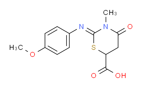CAS No. 309265-90-5, 2-((4-Methoxyphenyl)imino)-3-methyl-4-oxo-1,3-thiazinane-6-carboxylic acid