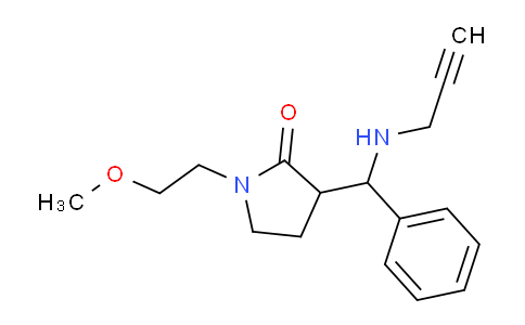 CAS No. 1416372-52-5, 1-(2-Methoxyethyl)-3-(phenyl(prop-2-yn-1-ylamino)methyl)pyrrolidin-2-one