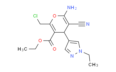 CAS No. 1005611-67-5, Ethyl 6-amino-2-(chloromethyl)-5-cyano-4-(1-ethyl-1H-pyrazol-4-yl)-4H-pyran-3-carboxylate