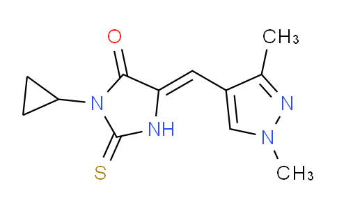 CAS No. 1001505-26-5, (Z)-3-Cyclopropyl-5-((1,3-dimethyl-1H-pyrazol-4-yl)methylene)-2-thioxoimidazolidin-4-one