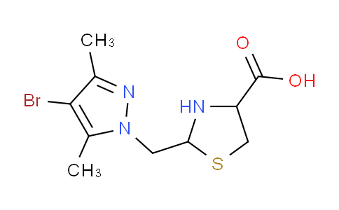CAS No. 1218124-12-9, 2-((4-Bromo-3,5-dimethyl-1H-pyrazol-1-yl)methyl)thiazolidine-4-carboxylic acid