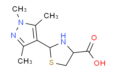 CAS No. 1218739-03-7, 2-(1,3,5-Trimethyl-1H-pyrazol-4-yl)thiazolidine-4-carboxylic acid