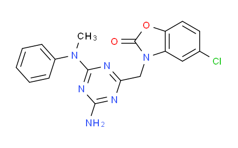 CAS No. 903202-10-8, 3-((4-Amino-6-(methyl(phenyl)amino)-1,3,5-triazin-2-yl)methyl)-5-chlorobenzo[d]oxazol-2(3H)-one