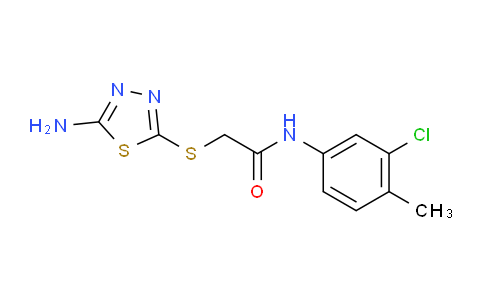 CAS No. 690688-75-6, 2-((5-Amino-1,3,4-thiadiazol-2-yl)thio)-N-(3-chloro-4-methylphenyl)acetamide