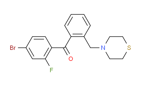 CAS No. 898782-14-4, 4-Bromo-2-fluoro-2'-thiomorpholinomethyl benzophenone