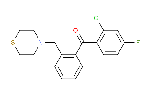 CAS No. 898782-17-7, 2-Chloro-4-fluoro-2'-thiomorpholinomethyl benzophenone