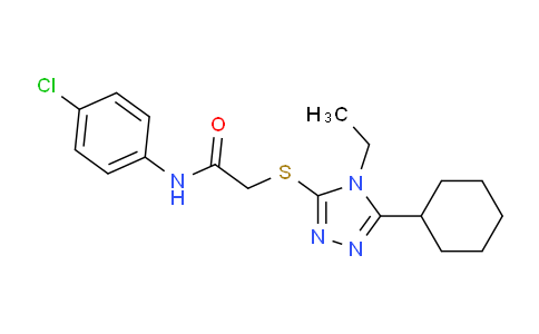 CAS No. 482650-85-1, N-(4-Chlorophenyl)-2-((5-cyclohexyl-4-ethyl-4H-1,2,4-triazol-3-yl)thio)acetamide