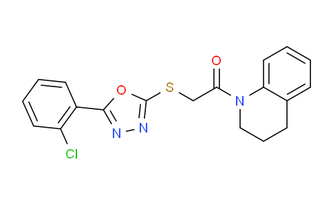 CAS No. 332161-42-9, 2-((5-(2-Chlorophenyl)-1,3,4-oxadiazol-2-yl)thio)-1-(3,4-dihydroquinolin-1(2H)-yl)ethanone