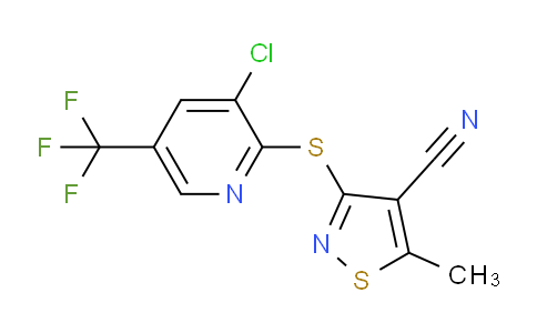 CAS No. 338775-63-6, 3-((3-Chloro-5-(trifluoromethyl)pyridin-2-yl)thio)-5-methylisothiazole-4-carbonitrile