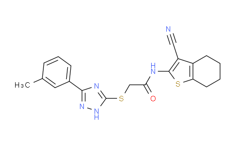 CAS No. 337490-61-6, N-(3-Cyano-4,5,6,7-tetrahydrobenzo[b]thiophen-2-yl)-2-((3-(m-tolyl)-1H-1,2,4-triazol-5-yl)thio)acetamide