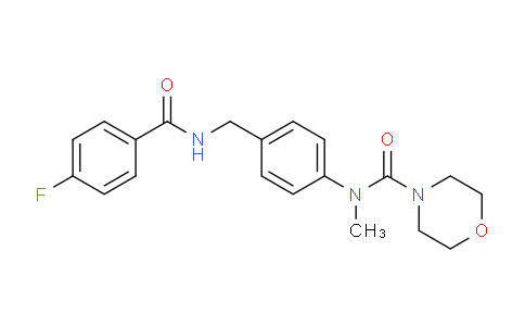 CAS No. 1956390-03-6, N-(4-((4-Fluorobenzamido)methyl)phenyl)-N-methylmorpholine-4-carboxamide