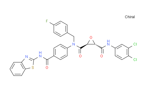 CAS No. 1639140-80-9, (2S,3S)-N2-(4-(Benzo[d]thiazol-2-ylcarbamoyl)phenyl)-N3-(3,4-dichlorophenyl)-N2-(4-fluorobenzyl)oxirane-2,3-dicarboxamide