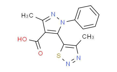 CAS No. 264880-56-0, 3-Methyl-5-(4-methyl-1,2,3-thiadiazol-5-yl)-1-phenyl-1H-pyrazole-4-carboxylic acid