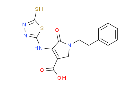 CAS No. 1111018-89-3, 4-((5-Mercapto-1,3,4-thiadiazol-2-yl)amino)-5-oxo-1-phenethyl-2,5-dihydro-1H-pyrrole-3-carboxylic acid