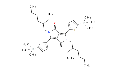 CAS No. 1392422-47-7, 2,5-Bis(2-ethylhexyl)-3,6-bis(5-(trimethylstannyl)thiophen-2-yl)pyrrolo[3,4-c]pyrrole-1,4(2H,5H)-dione