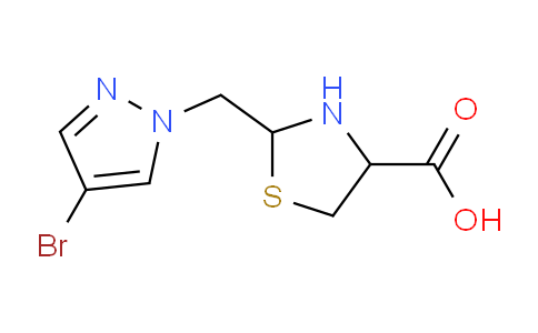 CAS No. 1218119-42-6, 2-((4-Bromo-1H-pyrazol-1-yl)methyl)thiazolidine-4-carboxylic acid