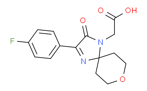 CAS No. 1708013-13-1, 2-(3-(4-Fluorophenyl)-2-oxo-8-oxa-1,4-diazaspiro[4.5]dec-3-en-1-yl)acetic acid