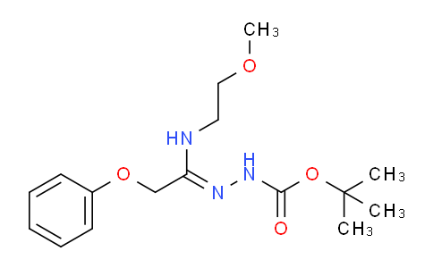 CAS No. 1053658-05-1, tert-Butyl 2-(1-((2-methoxyethyl)amino)-2-phenoxyethylidene)hydrazinecarboxylate