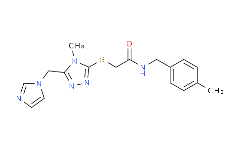 CAS No. 947888-89-3, 2-((5-((1H-imidazol-1-yl)methyl)-4-methyl-4H-1,2,4-triazol-3-yl)thio)-N-(4-methylbenzyl)acetamide