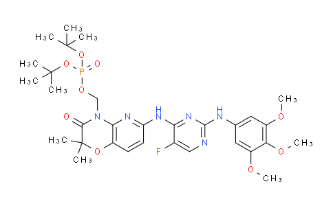 CAS No. 901119-38-8, Di-tert-butyl ((6-((5-fluoro-2-((3,4,5-trimethoxyphenyl)amino)pyrimidin-4-yl)amino)-2,2-dimethyl-3-oxo-2H-pyrido[3,2-b][1,4]oxazin-4(3H)-yl)methyl) phosphate