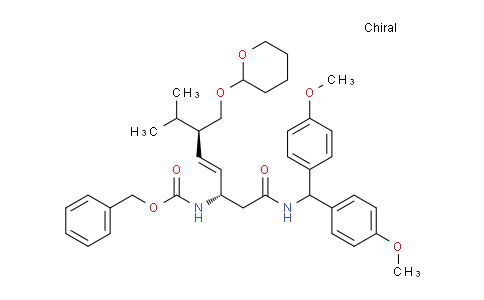 CAS No. 121542-29-8, [(E)-(1S,4R)-1-({[Bis-(4-methoxy-phenyl)-methyl]-carbamoyl}-methyl)-5-methyl-4-(tetrahydro-pyran-2-yloxymethyl)-hex-2-enyl]-carbamic acid benzyl ester