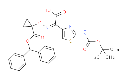 CAS No. 1225209-44-8, (Z)-2-((1-((benzhydryloxy)carbonyl)cyclopropoxy)imino)-2-(2-((tert-butoxycarbonyl)amino)thiazol-4-yl)aceticacid