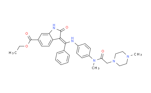 CAS No. 1139455-52-9, (3Z)-2,3-Dihydro-3-[[[4-[methyl[2-(4-methyl-1-piperazinyl)acetyl]amino]phenyl]amino]phenylmethylene]-2-oxo-1H-indole-6-carboxylic acid ethyl ester