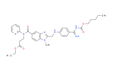 CAS No. 1416446-45-1, N-[[2-[[[4-[Imino[[(pentyloxy)carbonyl]amino]methyl]phenyl]amino]methyl]-1-methyl-1H-benzimidazol-5-yl]carbonyl]-N-2-pyridinyl-beta-alanine ethyl ester
