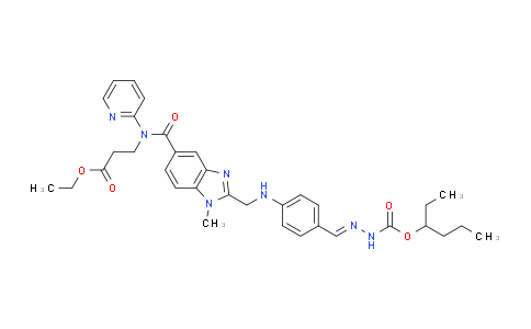 CAS No. 1610758-22-9, N-[[2-[[[4-[[[(1-Ethylbutoxy)carbonyl]amino]iminomethyl]phenyl]amino]methyl]-1-methyl-1H-benzimidazol-5-yl]carbonyl]-N-2-pyridinyl-beta-alanine ethyl ester