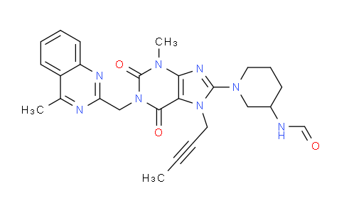 CAS No. 2137744-33-1, N-[1-[7-(2-Butyn-1-yl)-2,3,6,7-tetrahydro-3-methyl-1-[(4-methyl-2-quinazolinyl)methyl]-2,6-dioxo-1H-purin-8-yl]-3-piperidinyl]formamide