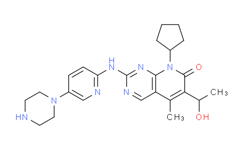 CAS No. 1376615-91-6, 8-cyclopentyl-6-(1-hydroxyethyl)-5-methyl-2-((5-(piperazin-1-yl)pyridin-2-yl)amino)pyrido[2,3-d]pyrimidin-7(8H)-one