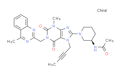 CAS No. 1803079-49-3, N-[(3R)-1-[7-(2-Butyn-1-yl)-2,3,6,7-tetrahydro-3-methyl-1-[(4-methyl-2-quinazolinyl)methyl]-2,6-dioxo-1H-purin-8-yl]-3-piperidinyl]acetamide