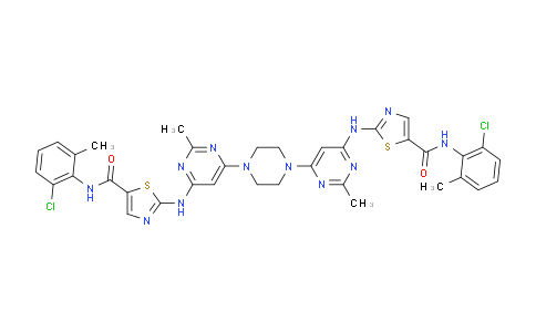 CAS No. 910297-61-9, 2,2'-[1,4-Piperazinediylbis[(2-methyl-6,4-pyrimidinediyl)imino]]bis[N-(2-chloro-6-methylphenyl)-5-thiazolecarboxamide]