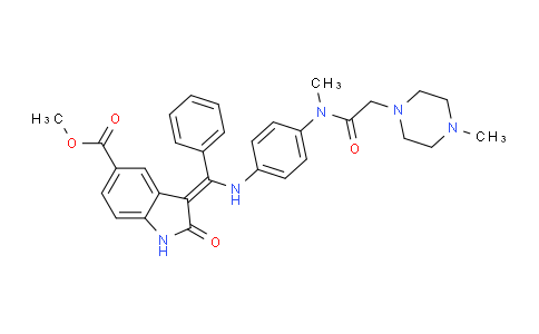 CAS No. 2095596-44-2, (3Z)-2,3-Dihydro-3-[[[4-[methyl[2-(4-methyl-1-piperazinyl)acetyl]amino]phenyl]amino]phenylmethylene]-2-oxo-1H-indole-5-carboxylic acid methyl ester