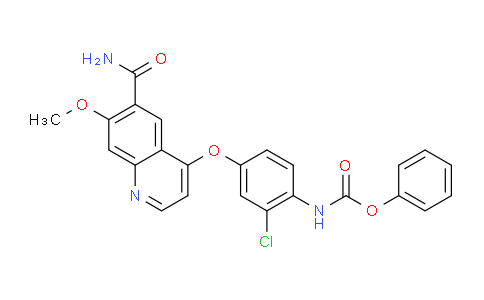 CAS No. 417722-95-3, phenyl (4-((6-carbamoyl-7-methoxyquinolin-4-yl)oxy)-2-chlorophenyl)carbamate