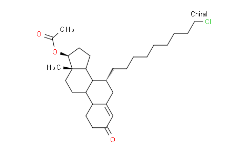CAS No. 278604-26-5, (7R,13S,17S)-7-(9-chlorononyl)-13-methyl-3-oxo-2,3,6,7,8,9,10,11,12,13,14,15,16,17-tetradecahydro-1H-cyclopenta[a]phenanthren-17-yl acetate