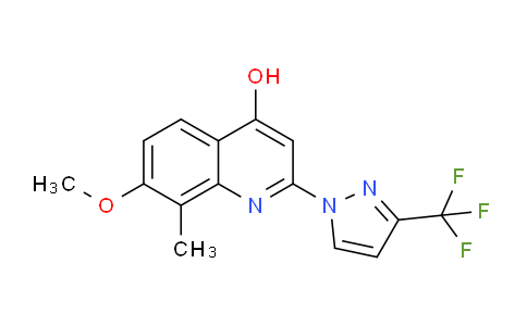 CAS No. 1108660-11-2, 4-hydroxy-7-methoxy-8-methyl-2-(3-trifluoromethyl-1H-pyrazol-1-yl)-quinoline